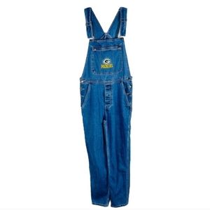 Vtg 90’s Game Day GREEN BAY PACKERS Logo Embroidered Bib Denim Overalls Medium